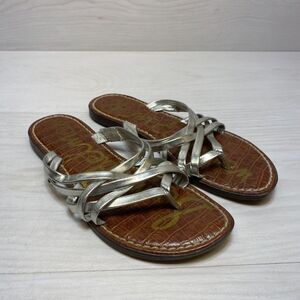 SAM EDELMAN Kids Gigi Georgette Silver Strappy Slip-on Sandal Girl's Size 6